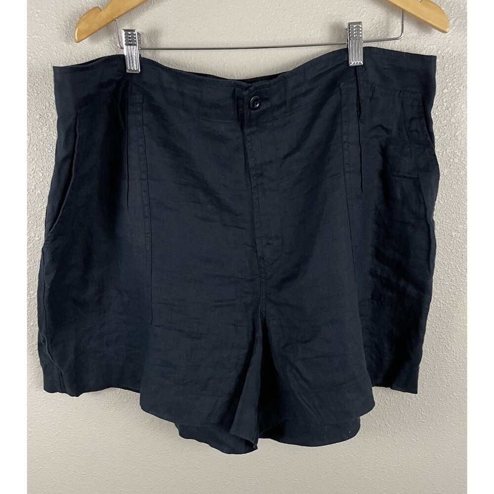 Lauren Ralph Lauren Womens 16W Navy Blue 100% Linen Shorts Beachy Coastal Preppy